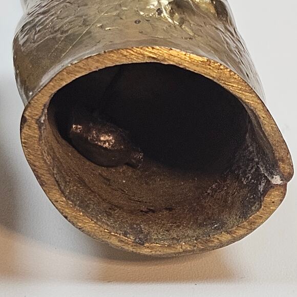 2 Vintage Brass Owl Bells Mid Century dinner bell Boho Bell Hoot Rings - Picture 5 of 7